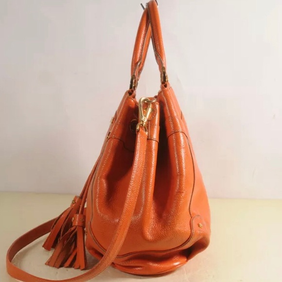 MCM Orange and Gold plated Tassel Handbag Vintage - Picture 3 of 11